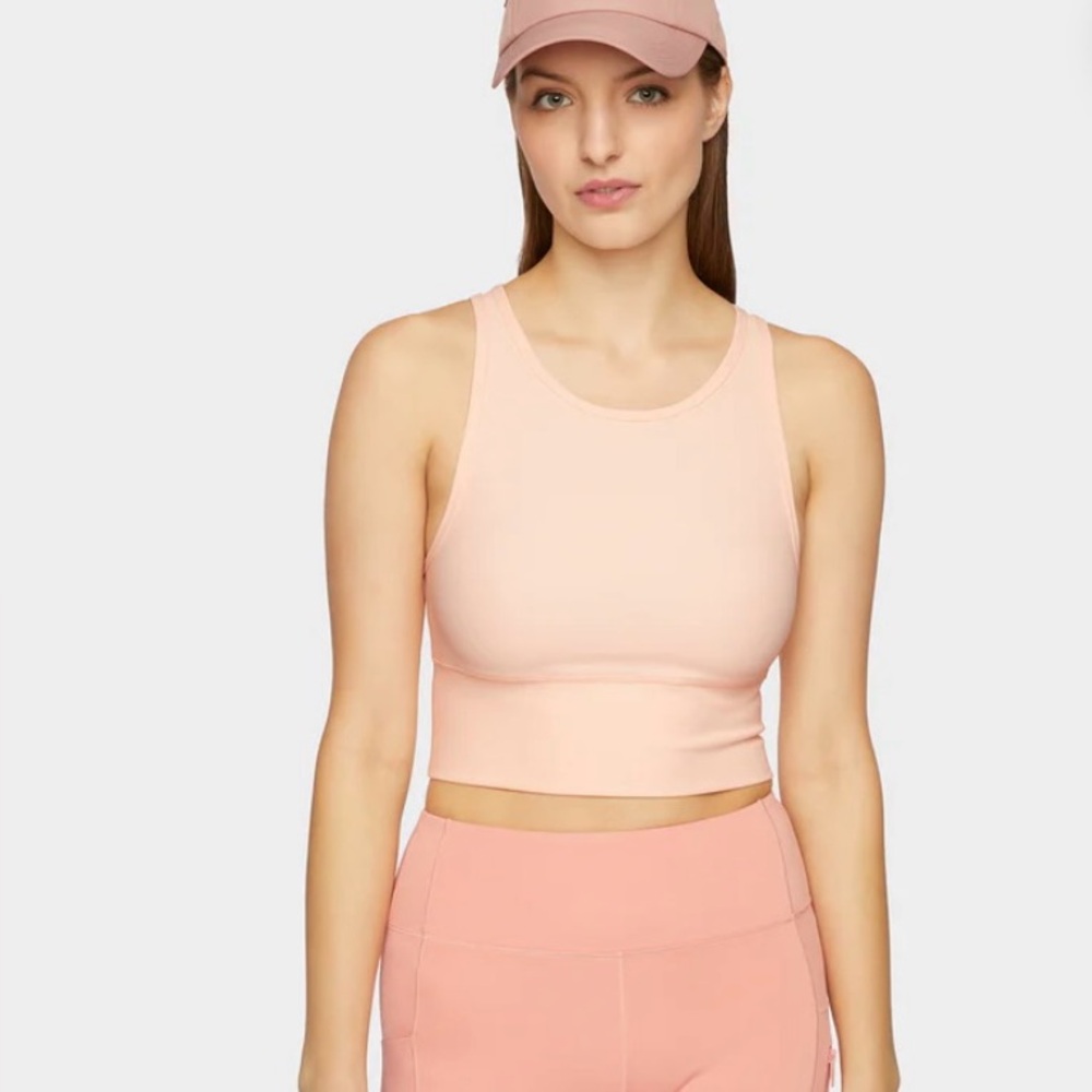 Women’s Sleeveless Cropped Tank Top in Light Peach XL